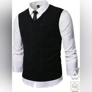 Mens V-Neck Knitted Sweater Sleeveless Pullover Knitwear Vest 